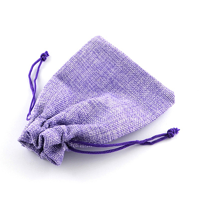 Polyester Imitation Burlap Packing Pouches Drawstring Bags X-ABAG-R005-9x7-03-1