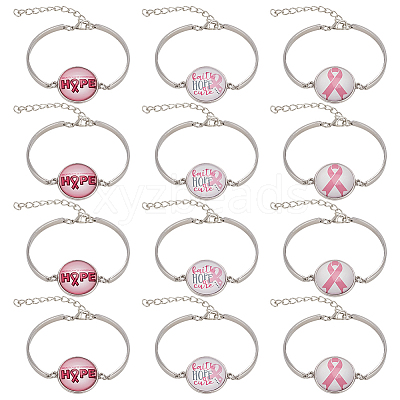 12Pcs 3 Colors Word HOPE Glass Link Bracelets BJEW-NB0001-12-1