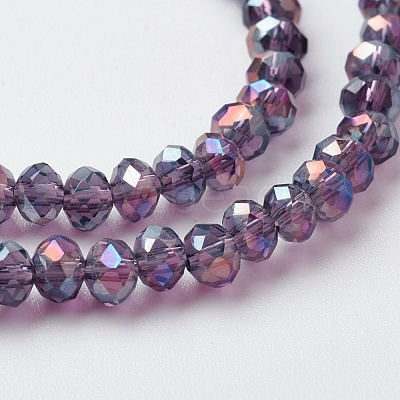 Electroplate Glass Beads Strands X-EGLA-F124-FR-B08-1