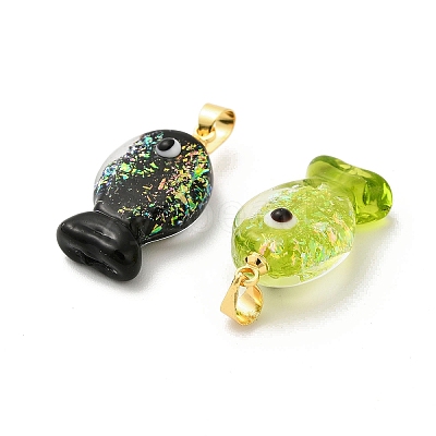 Handmade Dichroic Foil Lampwork Pendants DICH-G001-01G-1