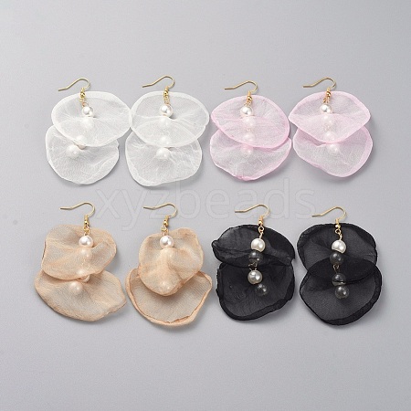 Organza Fabric Dangle Earrings EJEW-JE03842-1