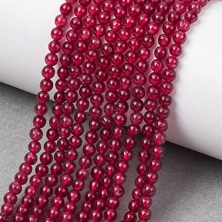 Natural White Jade Round Bead Strands G-A130-3mm-F01-1
