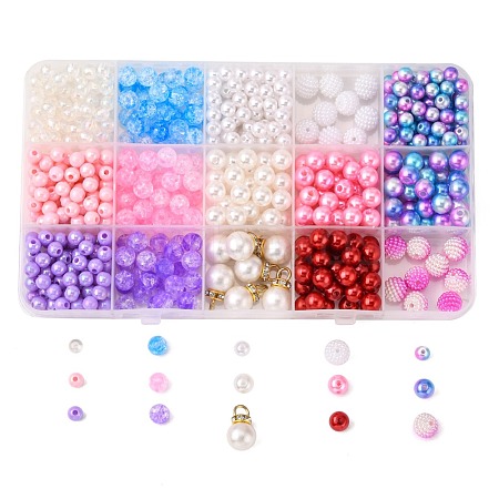 640Pcs 15 Style Acrylic Beads Set DIY-FS0002-47-1