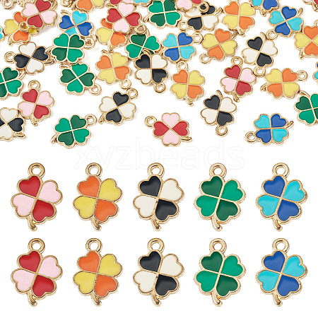 50Pcs 5 Colors Alloy Enamel Pendants ENAM-TA0003-81-1