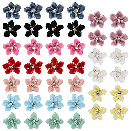 40Pcs 10 Colors Velvet with Resin Rhinestone Cabochons FIND-CA0011-27-1