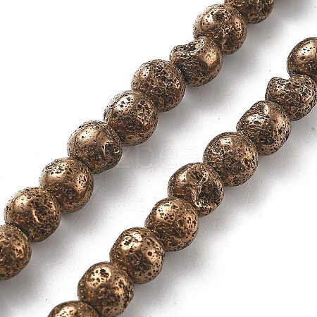 Electroplated Natural Lava Rock Beads Strands G-A251-E01-01D-1