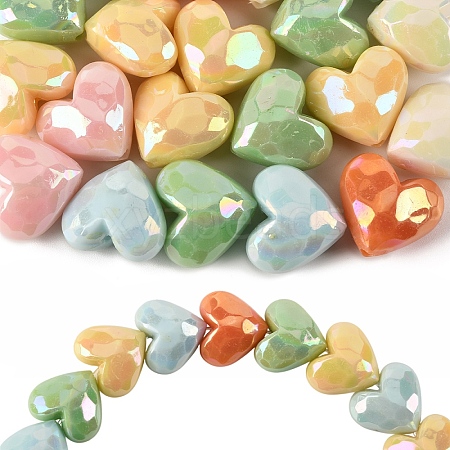 20Pcs UV Plating Opaque Acrylic Beads MACR-YW0004-14-1