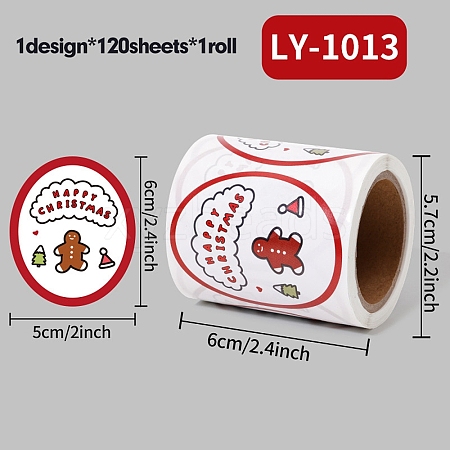 120 Round Paper Christmas Cartoon Sticker Rolls DIY-M070-09B-1