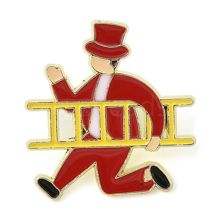 Gentleman Holding Ladder Enamel Pins JEWB-S034-02G-C-1