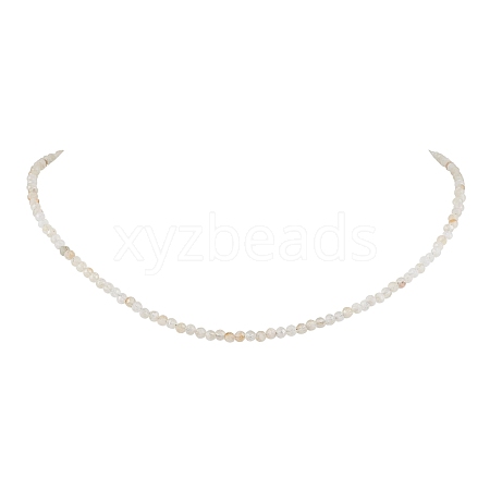 3mm Faceted Round Natural Citrine Beaded Necklaces for Women NJEW-JN05079-01-1