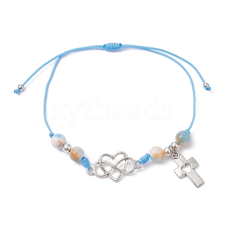 Natural Dyed White Jade Braided Bead Bracelets BJEW-JB09823-01-1