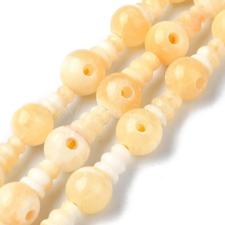 Natural Yellow Jade 3-Hole Guru Bead Strands G-K149-50-1