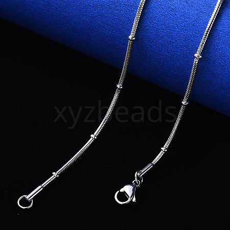 Non-Tarnish 304 Stainless Steel Round Snake Chain Necklace NJEW-S420-009A-P-1