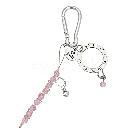 Glass and 201 Stainless Steel Pendant Locking Stitch Markers HJEW-NB00185-1