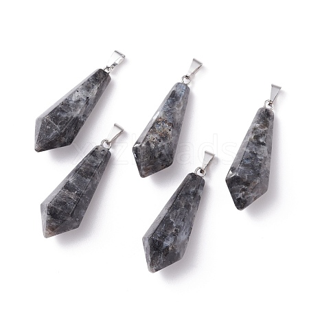 Natural Larvikite Pointed Pendants G-I314-02P-10-1