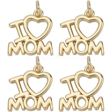 Beebeecraft 8Pcs Mother's Day Rack Plating Brass Charms KK-BBC0013-94-1