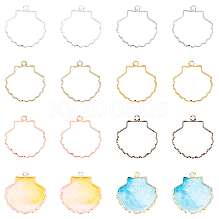 Olycraft 6 Colors Alloy Open Back Bezel Pendants PALLOY-OC0002-04-RS-1