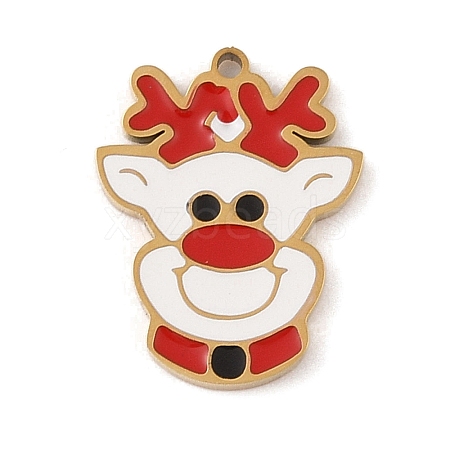 Christmas Theme Ion Plating(IP) 304 Stainless Steel Enamel Pendants STAS-Z083-09G-04-1