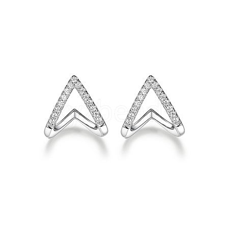 S925 Sterling Silver Micro Pave Clear Cubic Zirconia Triangle Stud Earrings Simple Fashion Accessories GY6327-1