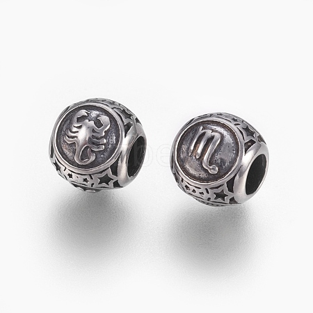 316 Surgical Stainless Steel European Beads STAS-F195-128P-09-1