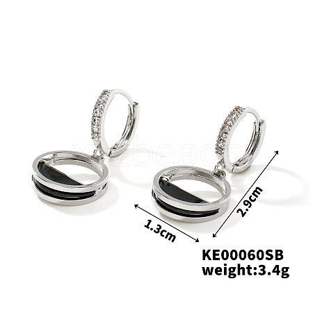 Fashionable Ring Brass Cubic Zirconia Hoop Earrings for Women GD5686-2-1