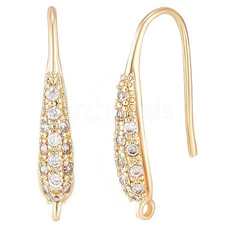 Beebeecraft 10Pcs Brass Micro Pave Cubic Zirconia Earring Hooks KK-BBC0004-92-1