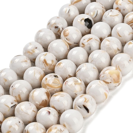 Assembled Synthetic Stone and Trochus Shell Beads Strands G-B128-08D-01-1