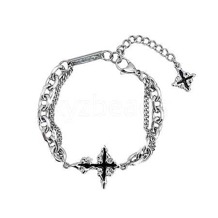 Stylish Dark Cross Titanium Steel Link & Charm Bracelets PW-WGB6681-01-1