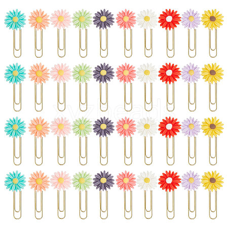 40Pcs 10 Colors Resin Flower Paper Clips AJEW-AB00177-1