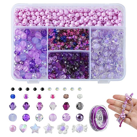 DIY Acrylic & Seed Beaded Stretch Bracelet Making Kit DIY-YW0008-80-1