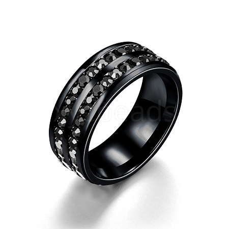 201 Stainless Steel Rhinestone Finger Ring FS-WGE7DD5-08-1