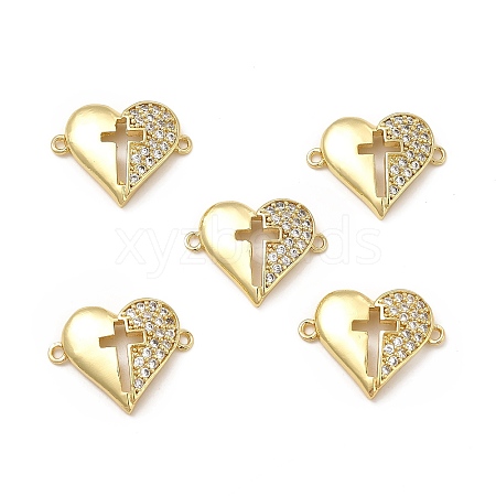 Brass Micro Pave Clear Cubic Zirconia Connector Charms KK-E068-VB352-1