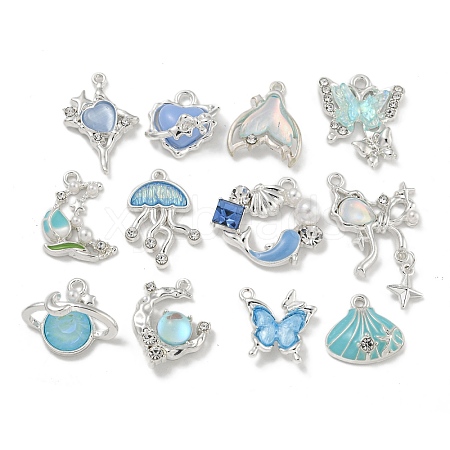 Alloy Rhinestone & Enamel Pendants PALLOY-F312-01S-1