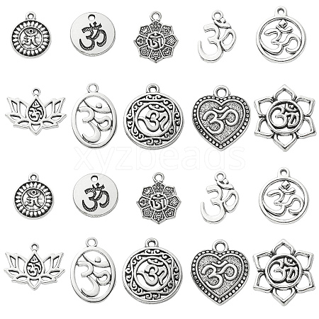 100Pcs 10 Styles Tibetan Style Alloy Pendants TIBEP-CJ0002-33-1