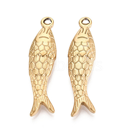 304 Stainless Steel Fish Pendants STAS-T069-14G-1