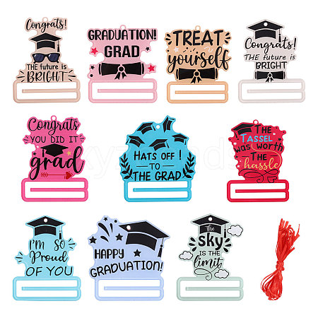 Graduation Theme Single Face Printed Acrylic Big Pendants OACR-WH0038-06-1