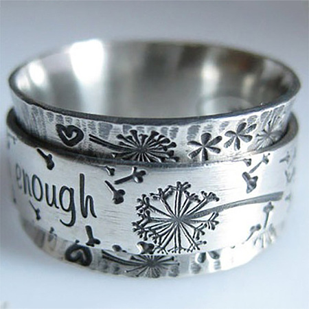 Dandelion with Word Pattern Alloy Finger Rings FS-WG2A4E2-01-1