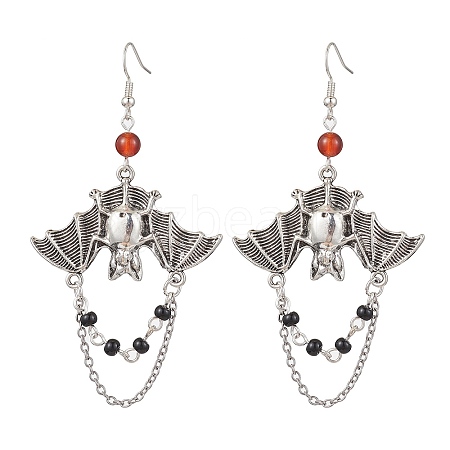 Alloy with Glass Chain Dangle Earrings EJEW-TA00433-1