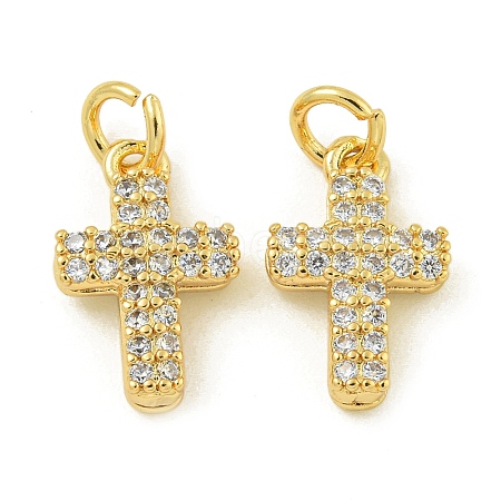 Rack Plating Brass Micro Pave Clear Cubic Zirconia Charms KK-Z067-23G-09-1