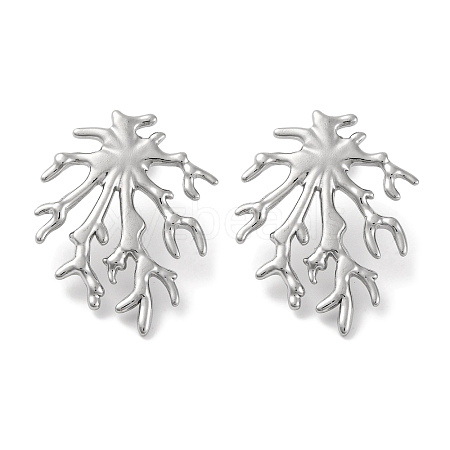 304 Stainless Steel Tree Branch Stud Earrings EJEW-D281-09S-1