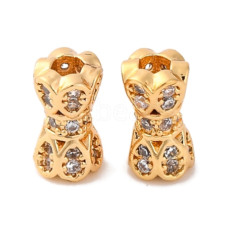 Brass Beads With Clear Cubic Zirconia KK-S403-09G-1