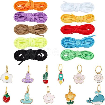 Fingerinspire 10 Strands Polyester Cords Shoelace AJEW-FG0001-97-1