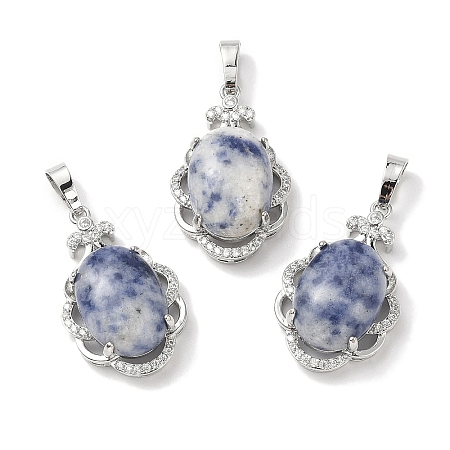 Natural Blue Spot Jasper Oval Pendants G-NH0025-15P-05-1