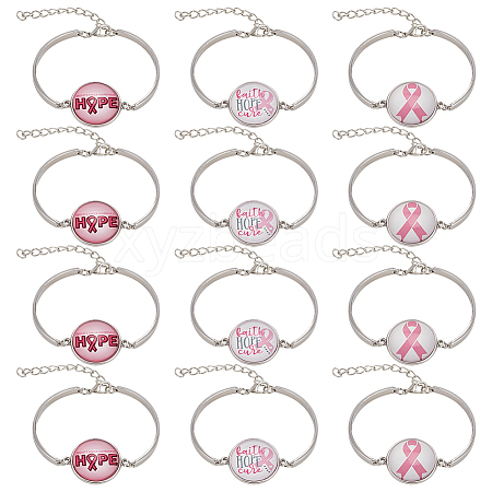 12Pcs 3 Colors Word HOPE Glass Link Bracelets BJEW-NB0001-12-1