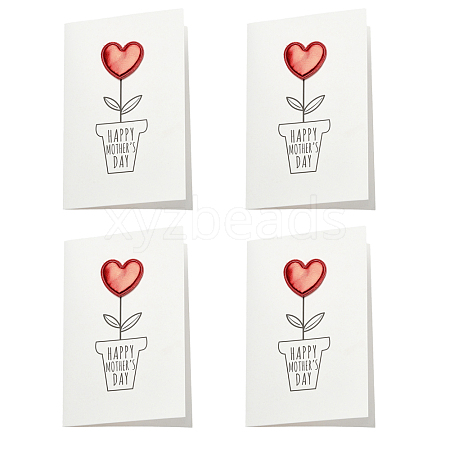 4Pcs Kraft Paper Greeting Cards AJEW-FS0001-30A-1