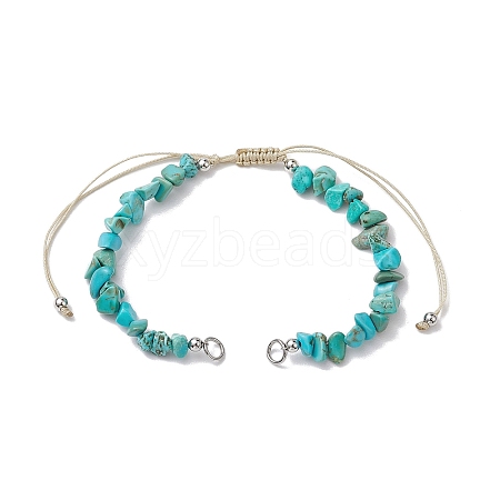 Dyed Natural Howlite Chip Nylon Braided Beaded Bracelet Making AJEW-JB01296-04-1