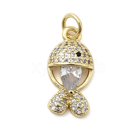 Brass Micro Pave Cubic Zirconia Pendants KK-C137-08G-01-1