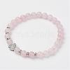 Natural Rose Quartz Stretch Bracelets BJEW-JB02818-1