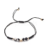 Natural Agate & Brass Clover Beaded Cord Bracelet BJEW-JB08366-02-1