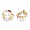Flat Round with Butterfly Bee Flower Enamel Pin with Rhinestone JEWB-N007-070-3